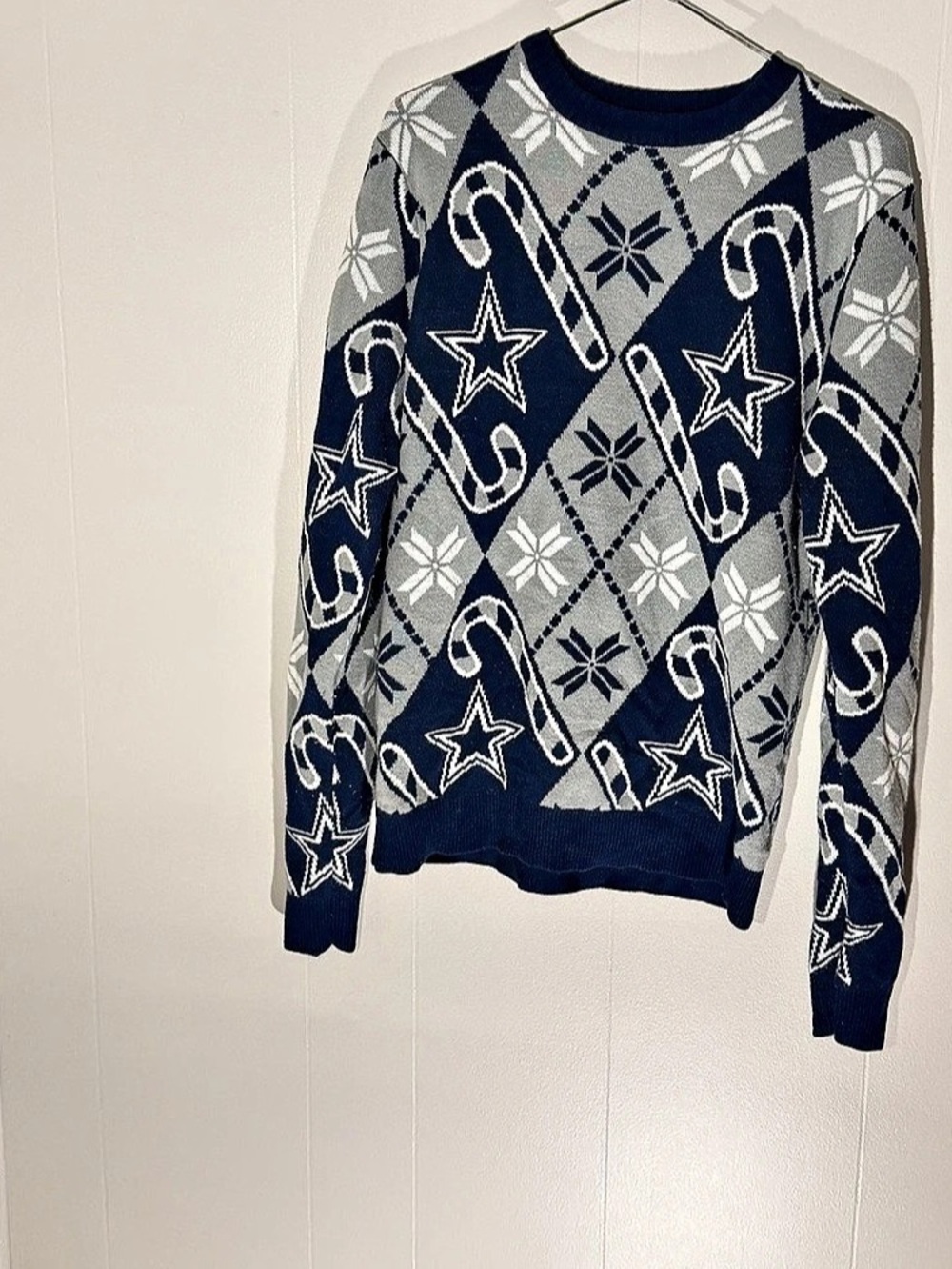 NFL Team Apparel Dallas Cowboys Candy Cane Repeat Ugly Christmas Sweater Small